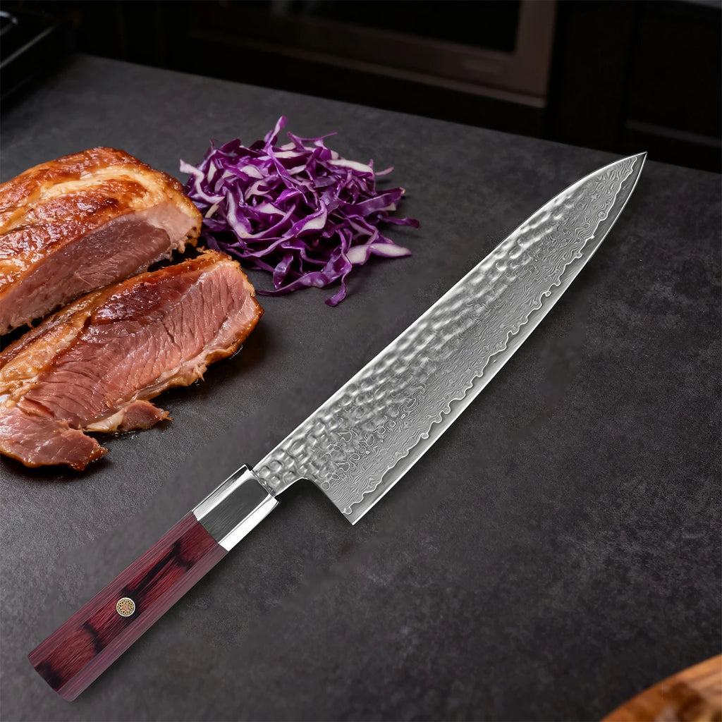 67-Layer Damascus Steel Chef Knife – Cleaver & Utility Knife Damascus Chef Knife Axl Chef Knife