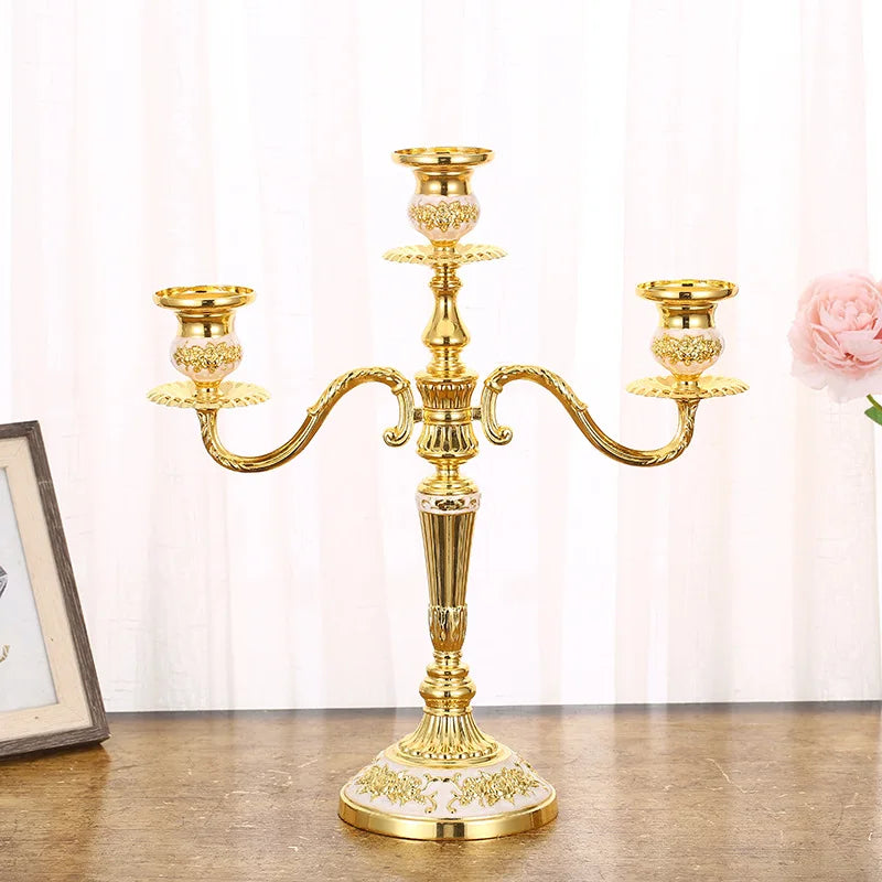 Silver Gold Multi-Arm Metal Candelabra – 3 & 5 Arm Candle Holder Metal Candelabra Axl Golden 3 Arm