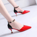 Women's Stiletto Heels – Pointed Toe Buckle Strap Slingback Pumps Stiletto Heels Axl Black red 40