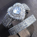 Huitan 2-Pc CZ Heart Ring Set – Women's Wedding & Party Rings Bridal Ring Set Axl DJ008 9