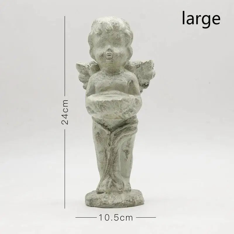 Angel Cupid Candlestick Holder – Resin Winged Baby Sculpture Candle Holder Axl L