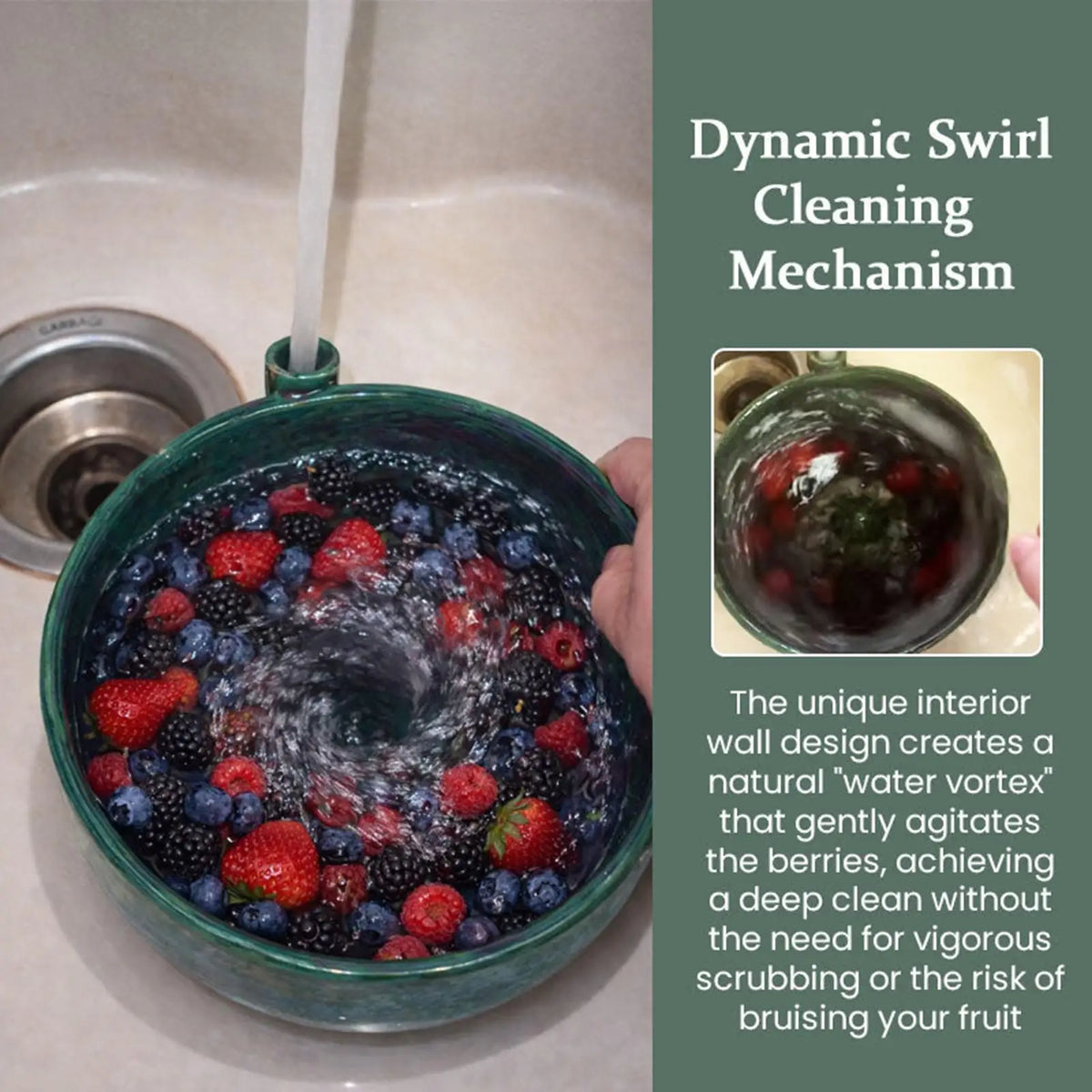 Berry Washing Bowl with Strainer & Drying Rack | Fruit Spinner Fruit Washing Spinner Axl