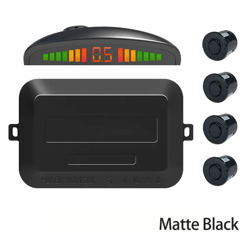 Car LED Parking Sensor Kit 4 Sensors Reverse Backup Radar 12V Parking Sensor Kit Axl Obscure black 4.3 Inches