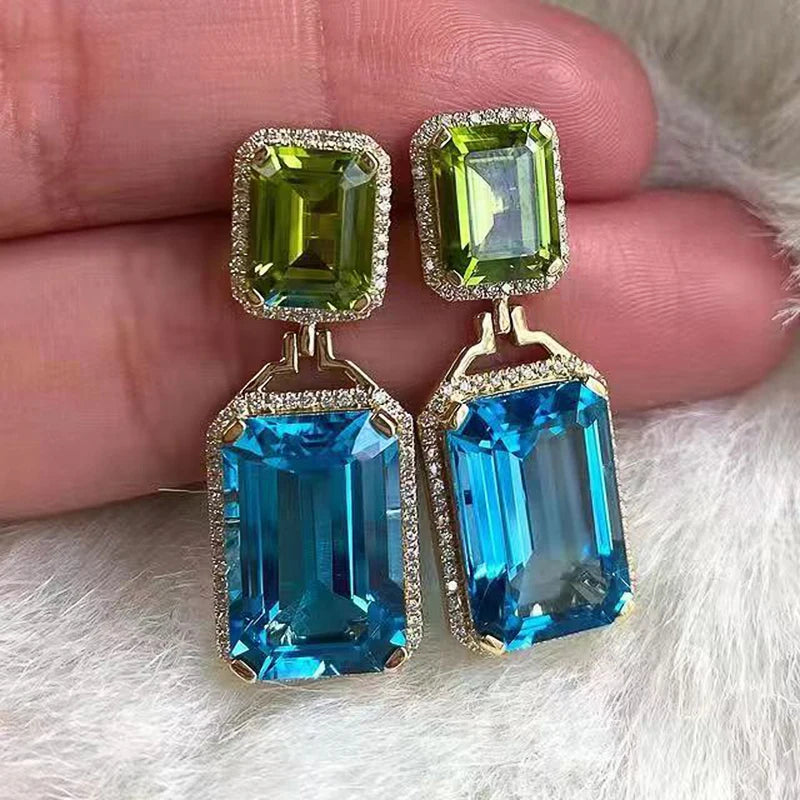 Huitan CZ Drop Earrings – Geometric Vintage Fashion Jewelry Drop Earrings Axl E5769