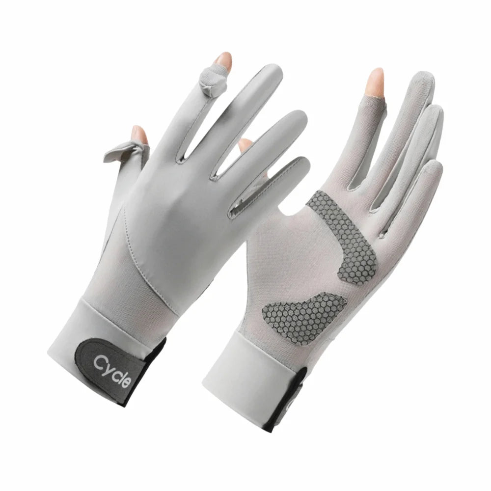 UV Sun Protection Gloves – Non-Slip Ice Silk Riding & Driving Sun Protection Gloves Axl Grey-Men-s