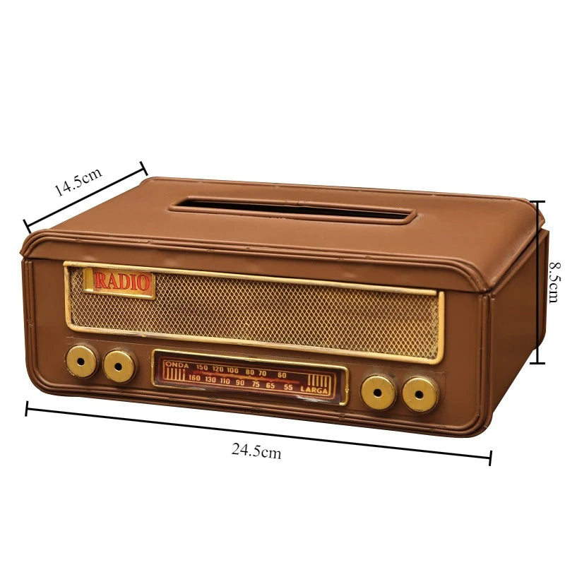 Retro Radio Tissue Box – Decorative Metal Napkin Holder Decorative Tissue Holder Axl Tissue Box