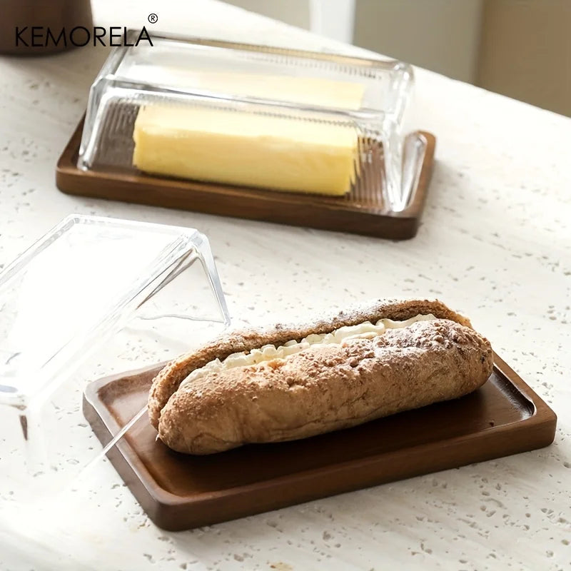 Wooden Cheese Tray with Glass Cover | Butter & Dessert Board Wooden Serving Tray Axl