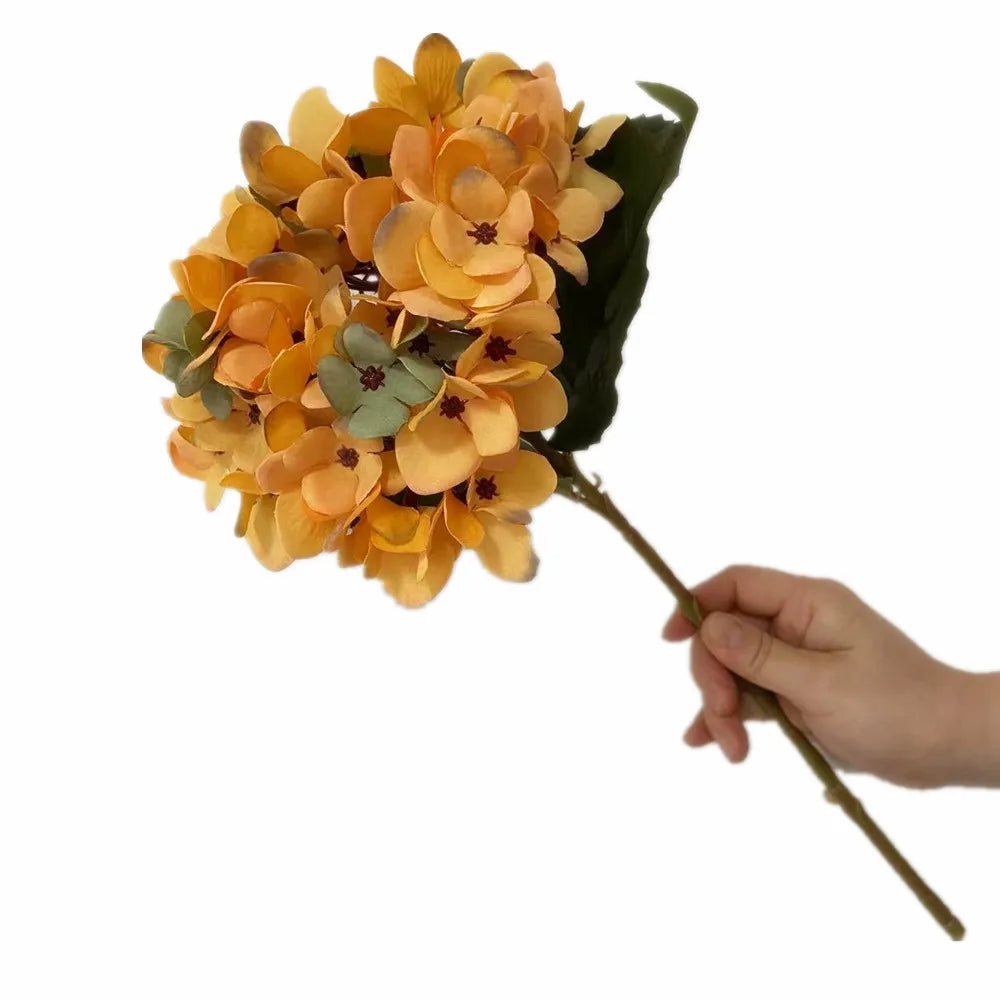 Faux Silk Hydrangea Stem – Autumn Colors | Wedding & Home Decor Artificial Flower Stem Axl Orange