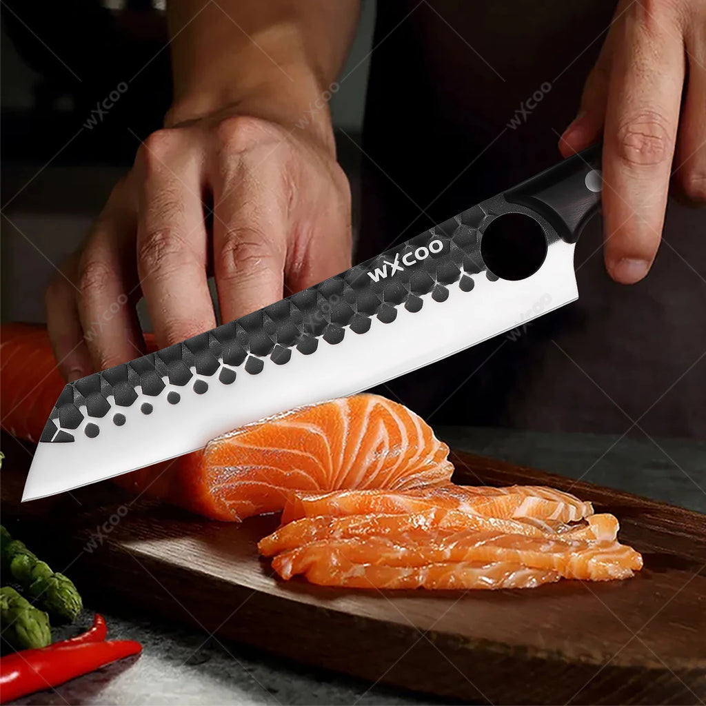 Forged Chef's Slicing Knife – 5Cr15 Steel, Wood Handle & Cover Kitchen Knife Axl