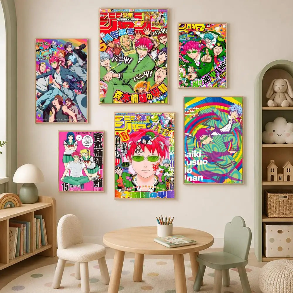 Saiki K Self-Stick HD PVC Wall Art Poster – Waterproof Decor Anime Wall Poster Axl