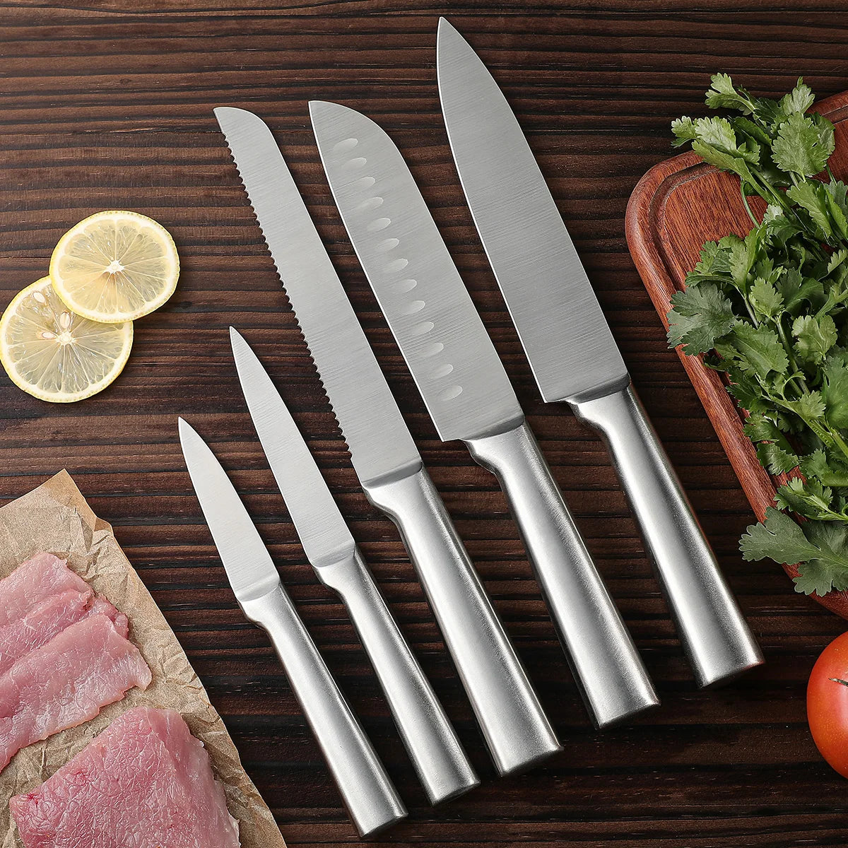5-Piece Stainless Steel Kitchen Knife Set – Chef & Paring Knives Kitchen Knife Set Axl 5pcs