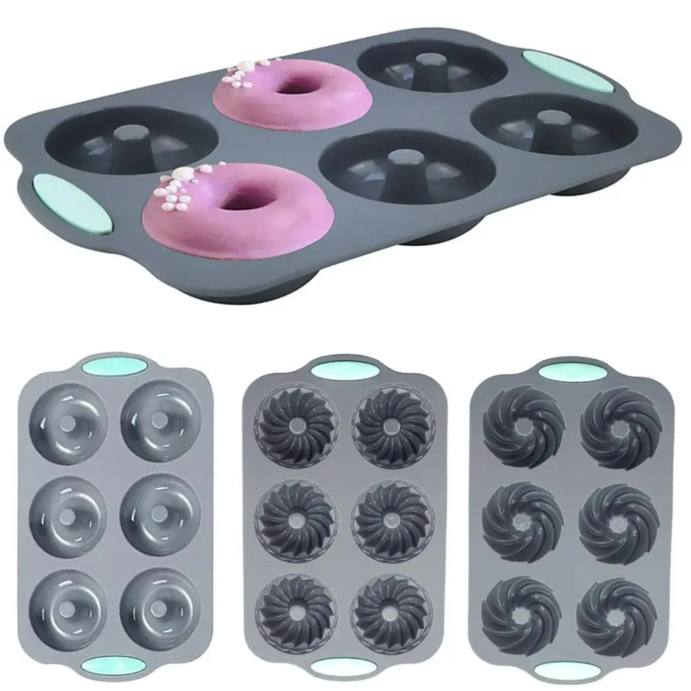 6-Cavity Silicone Donut Muffin Baking Mold – Non-Stick Pan Silicone Baking Mold Axl