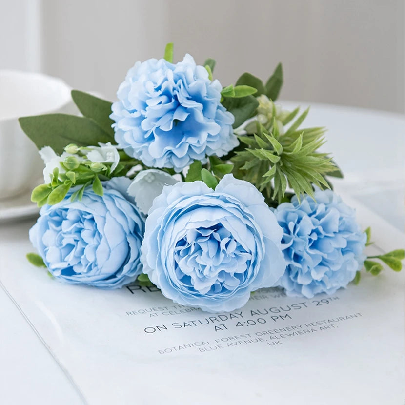 Silk Artificial Chrysanthemum Peony Bouquet – Home & Wedding Decor Artificial Flower Bouquet Axl color 1 3 pcs