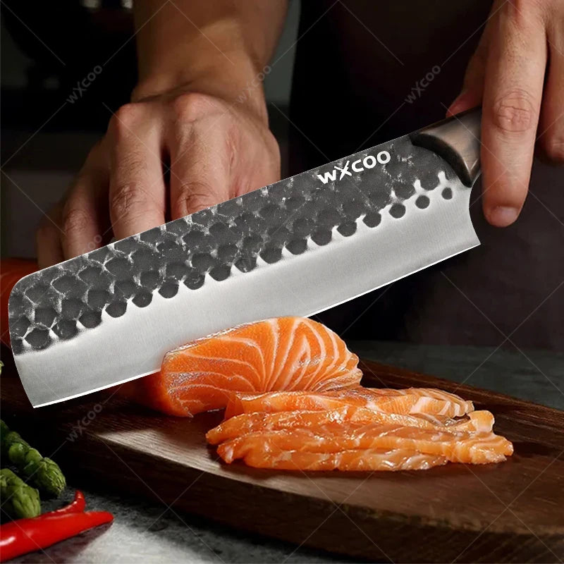 WXCOO Stainless Steel Meat Cleaver Chef Knife – Wood Handle Kitchen Cleaver Knife Axl