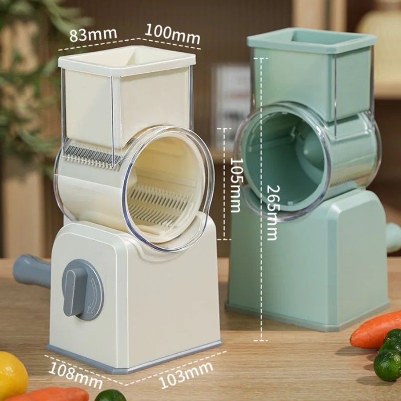 Rotary Drum Vegetable Slicer – Manual Hand Crank Grater & Chopper Rotary Vegetable Slicer Axl