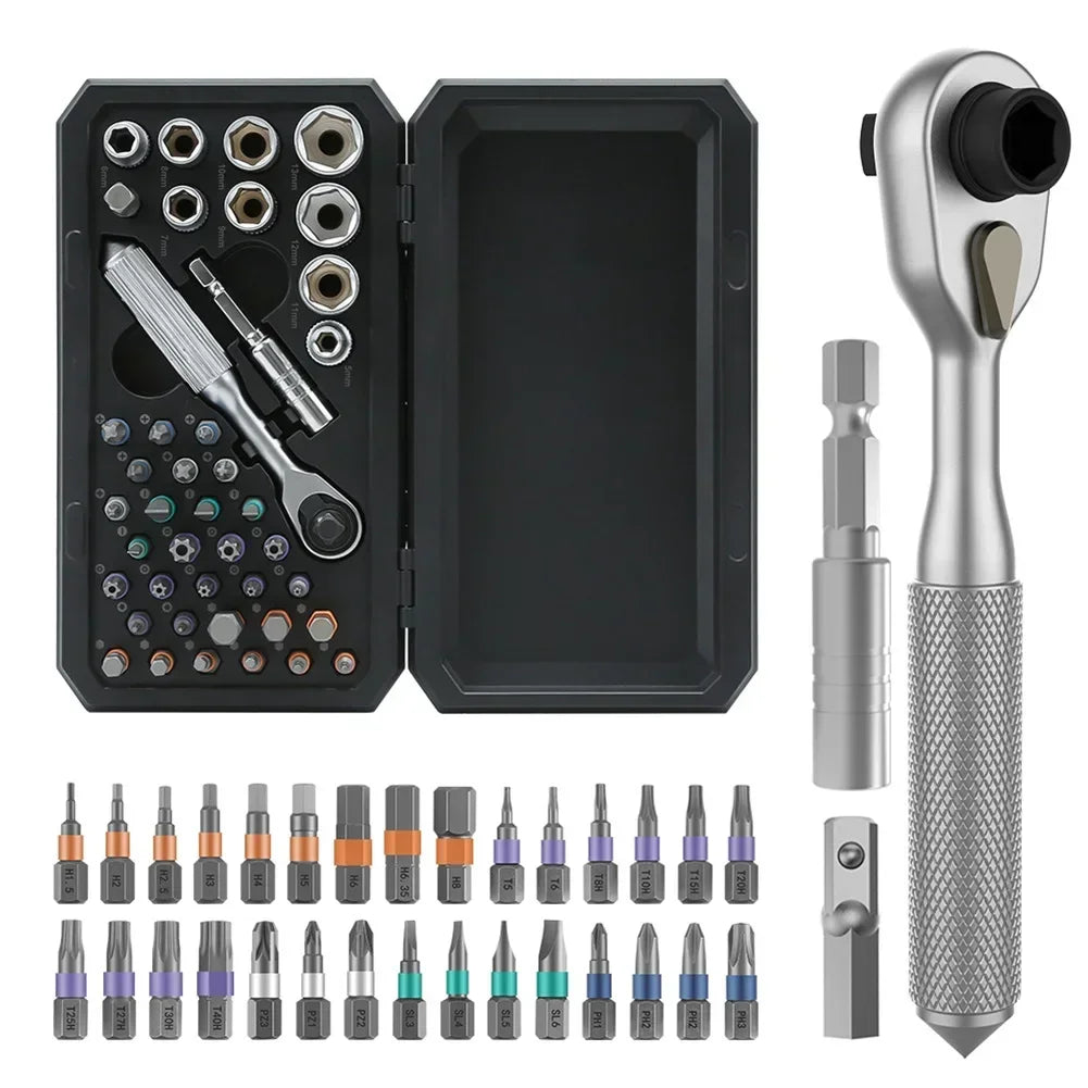 42-in-1 Magnetic Ratchet Screwdriver Set – Multi-Bit Tool Kit Ratchet Screwdriver Set Axl Black China Mainland