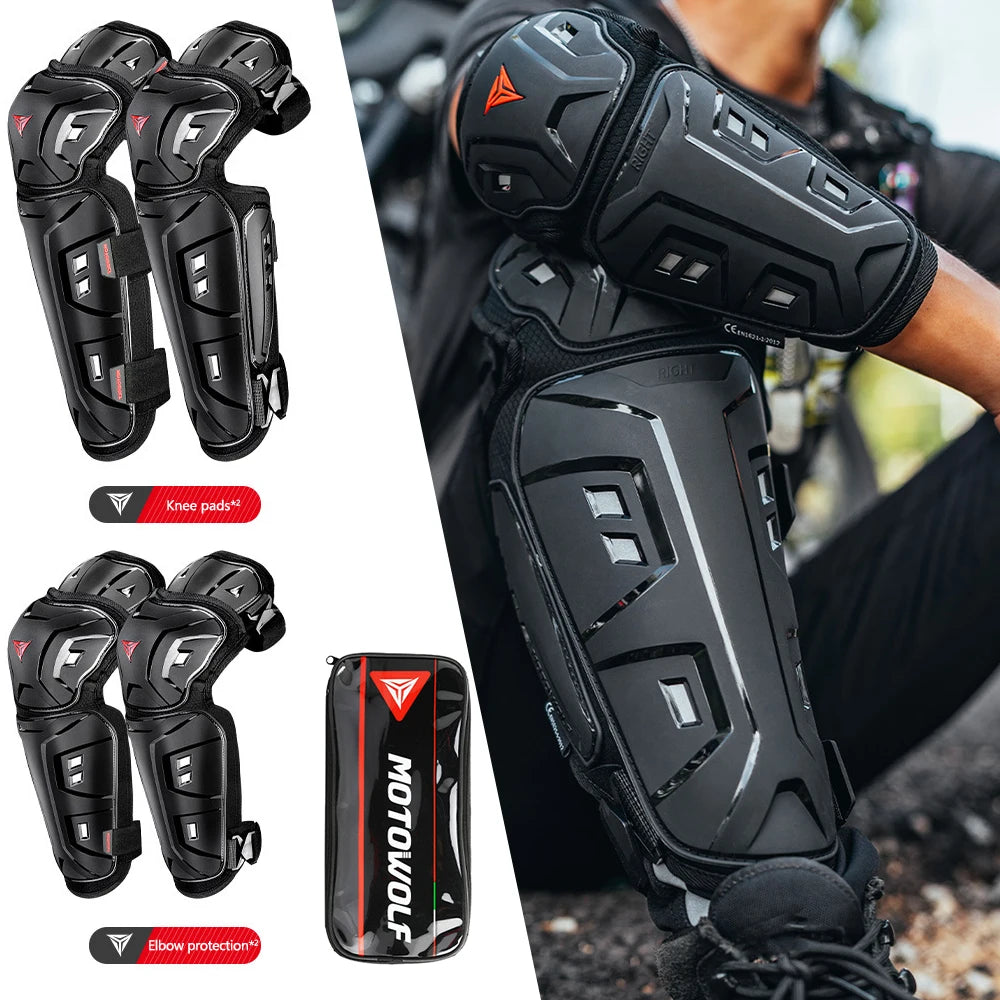 Knee & Elbow Pads Set 4Pcs – Motocross & Skating Protection Protective Riding Pads Axl