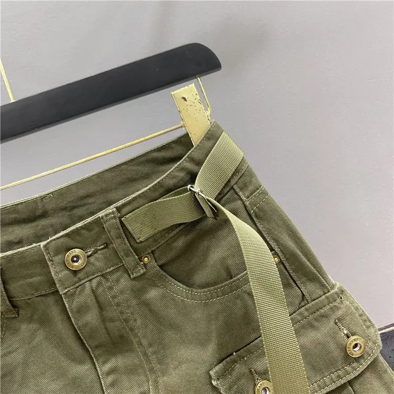 Women's Denim Mini Cargo Skirt – A-Line Zipper Fly Jean Skirt Denim Mini Skirt Axl
