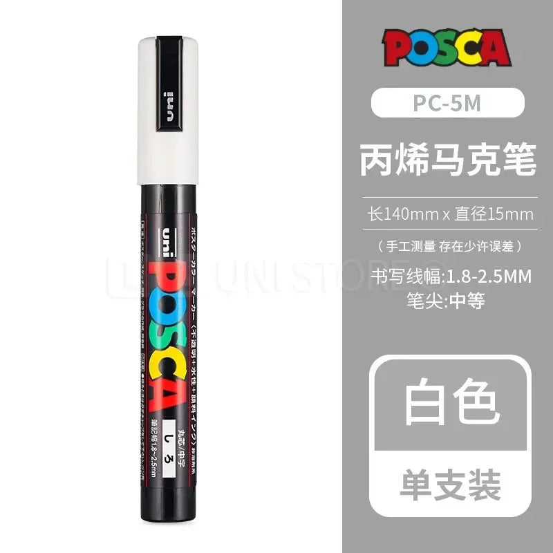 Uni POSCA Acrylic Paint Markers PC-1M 3M 5M – Multi-Colour Acrylic Paint Markers Axl PC-5M White
