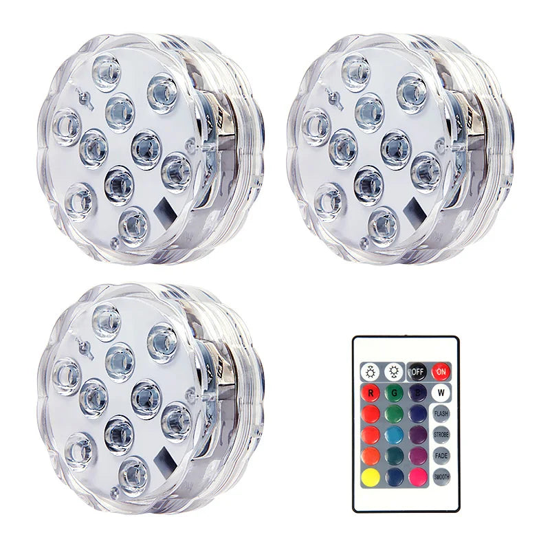 RGB Submersible LED Lights 4-Pack – IP68 Remote Control Submersible LED Light Axl 3 Lamp 1 controller