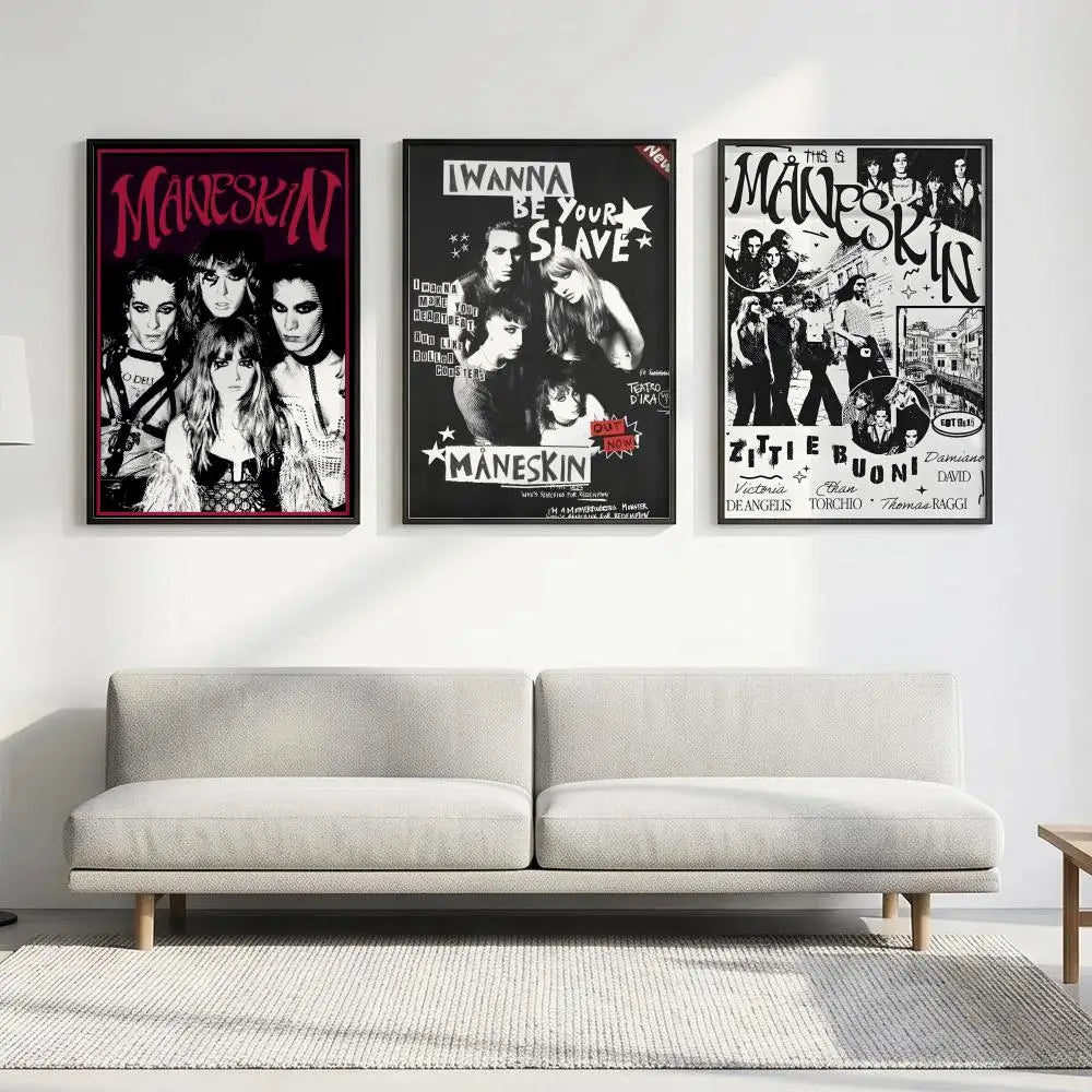 Maneskin Band HD Wall Poster – Waterproof Sticky Room Decor Wall Art Poster Axl