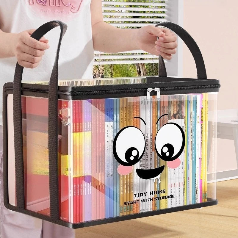 Large Square PVC Storage Box with Smiley Lid – Clear Organizer Bin Storage Organizer Box Axl