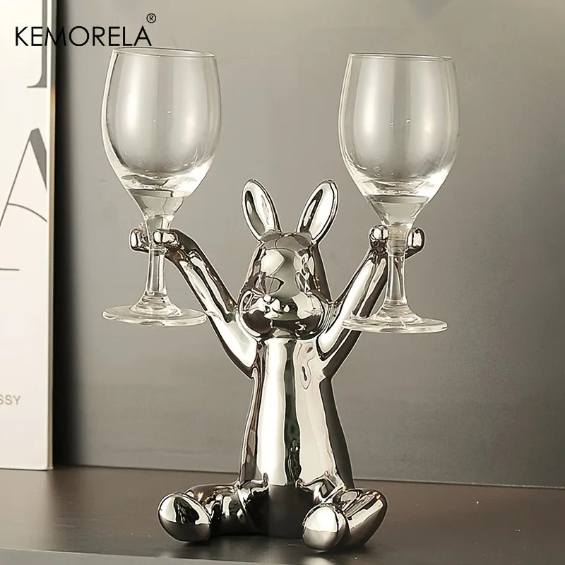 KEMORELA Ceramic Rabbit Wine Rack – Holiday Home Decor Decorative Wine Rack Axl
