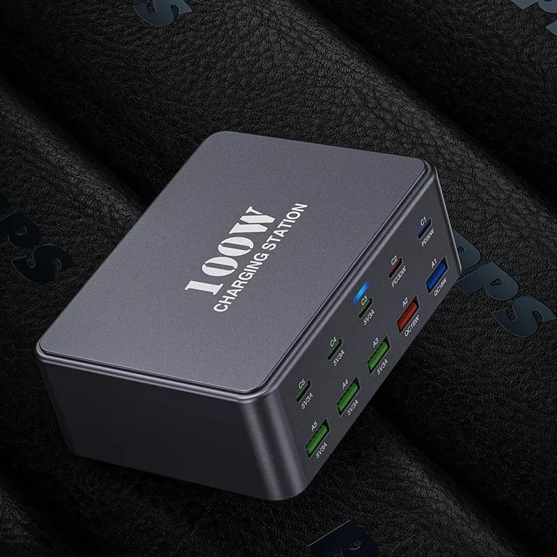 330W GaN 8-Port Charging Station – USB-C PD 100W Fast Charger GaN Charging Station Axl