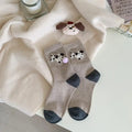 Cute Women's Puppy Socks – Animal Print Cotton Mid-Tube & Fur Ball Novelty Women's Socks Axl One Size Khaki