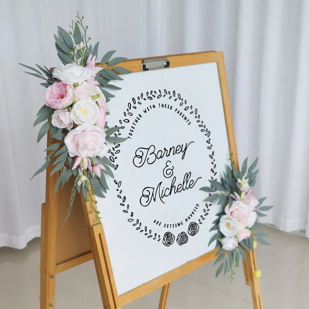 Boho Artificial Wedding Arch Flowers & Eucalyptus Garland 2pc Artificial Wedding Flowers Axl