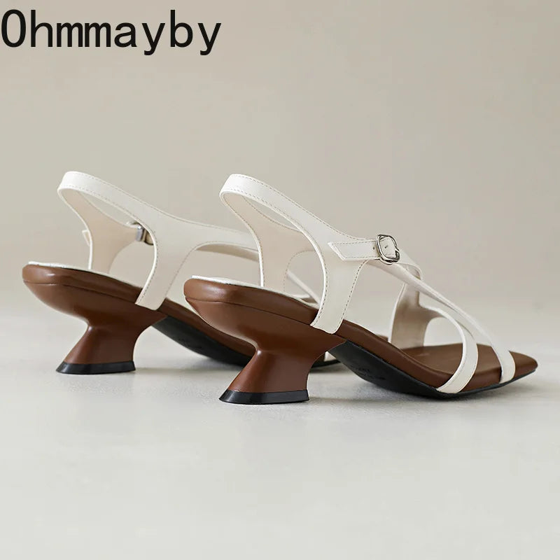 Women's Square Toe Strappy Block Heel Sandals | Party Slingbacks Strappy Block Heel Sandals Axl