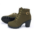 Women's Lace-Up Ankle Boots | Square Heel Platform Booties Heeled Ankle Boots Axl green 42