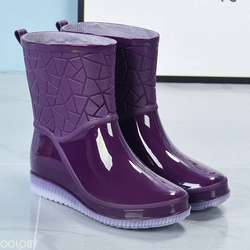Women's Waterproof Jelly Rain Boots | Anti-Slip Mid-Calf Women's Rain Boots Axl