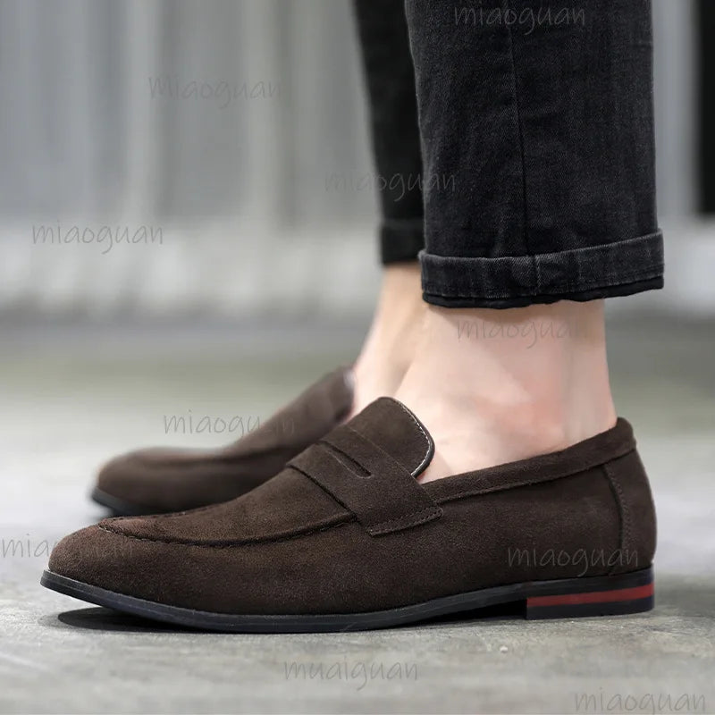 Men's Slip-On Suede Loafers – Business & Wedding Dress Shoes Men's Dress Loafers Axl