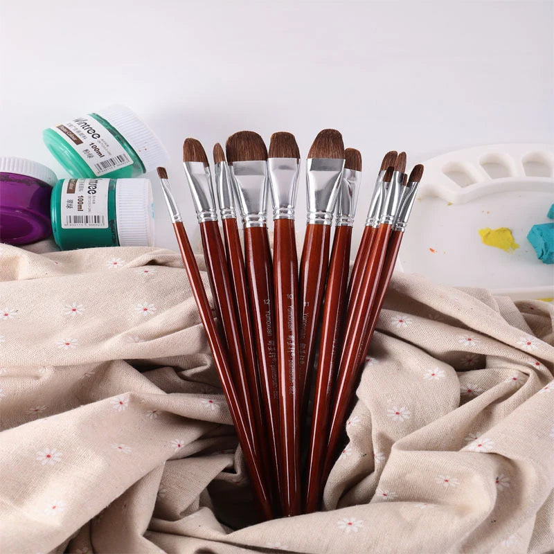 12-Piece Round Tip Paint Brush Set – Acrylic, Oil & Watercolor Paint Brush Set Axl