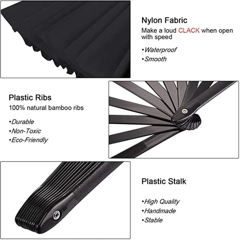 Vintage Black Chinese Folding Fan – Kung Fu Dance & Wedding Folding Hand Fan Axl