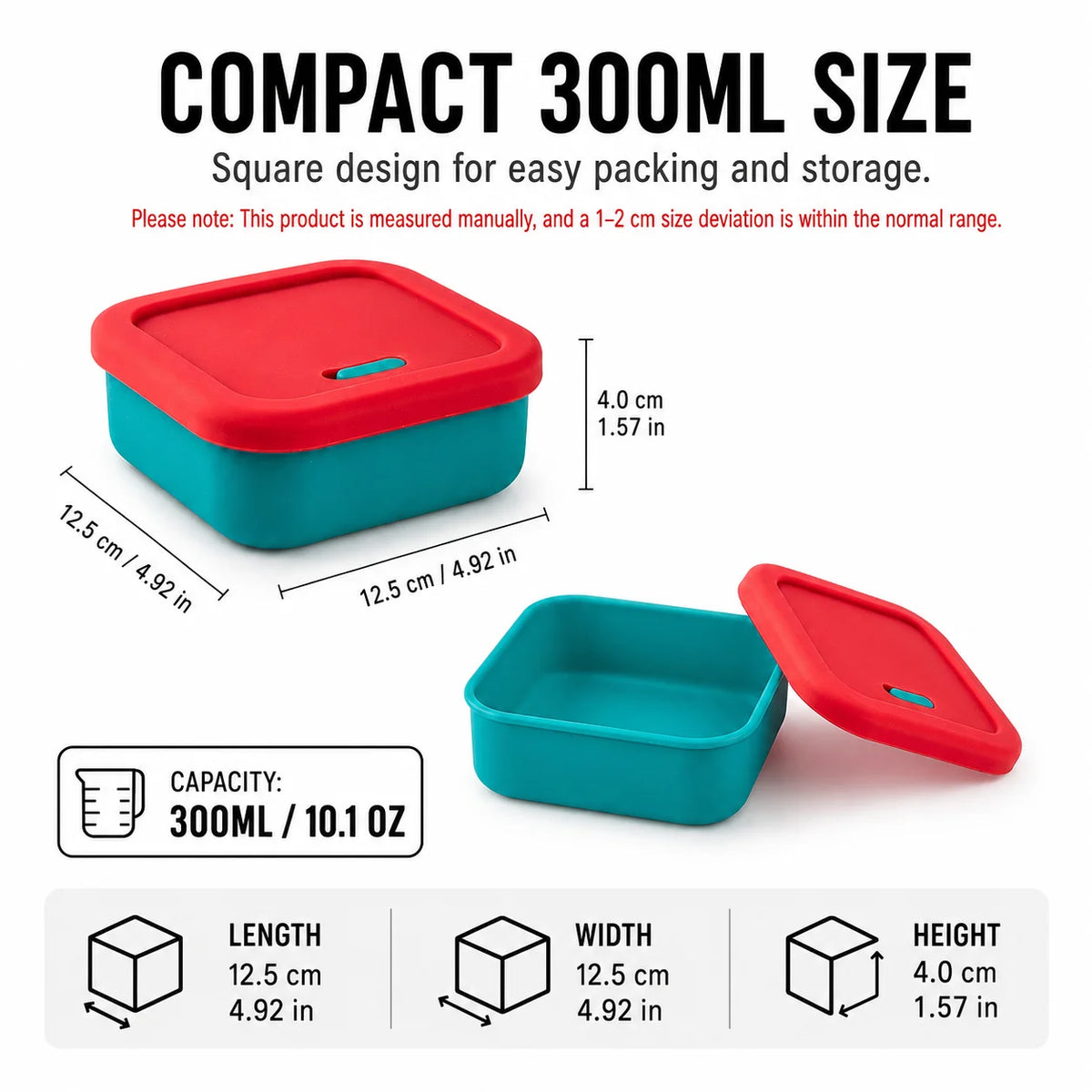 Uwhise 300ml Silicone Bento Box | Microwave Safe Lunch Box Silicone Lunch Box Axl
