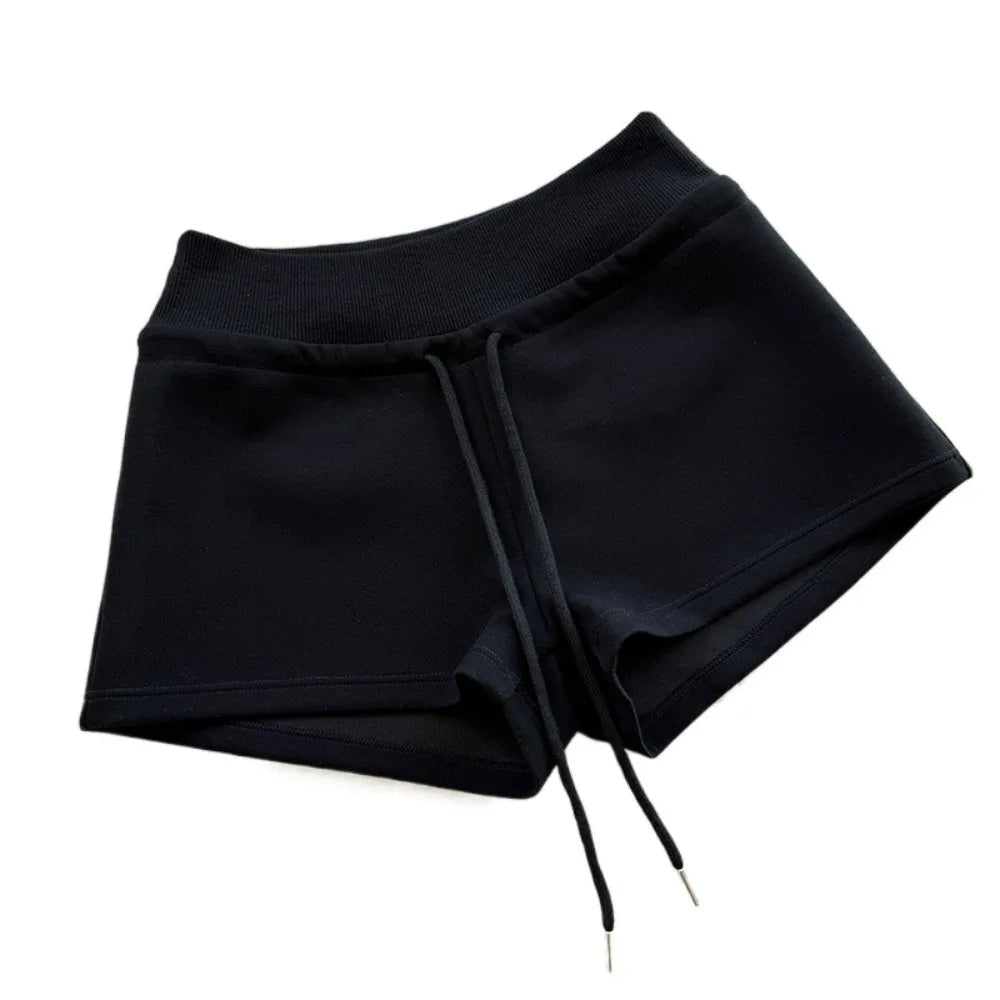Women's Drawstring High Waist Slim Fit Casual Shorts Casual Shorts Axl Black M