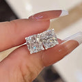 Huitan Cubic Zirconia Stud Earrings – Silver Geometric Crystal Stud Earrings Axl E2609
