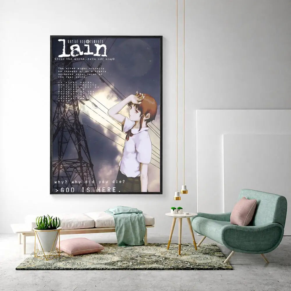 Serial Experiments Lain Anime Poster – HD Waterproof Wall Art Anime Wall Poster Axl White5 21X30cmNoframe