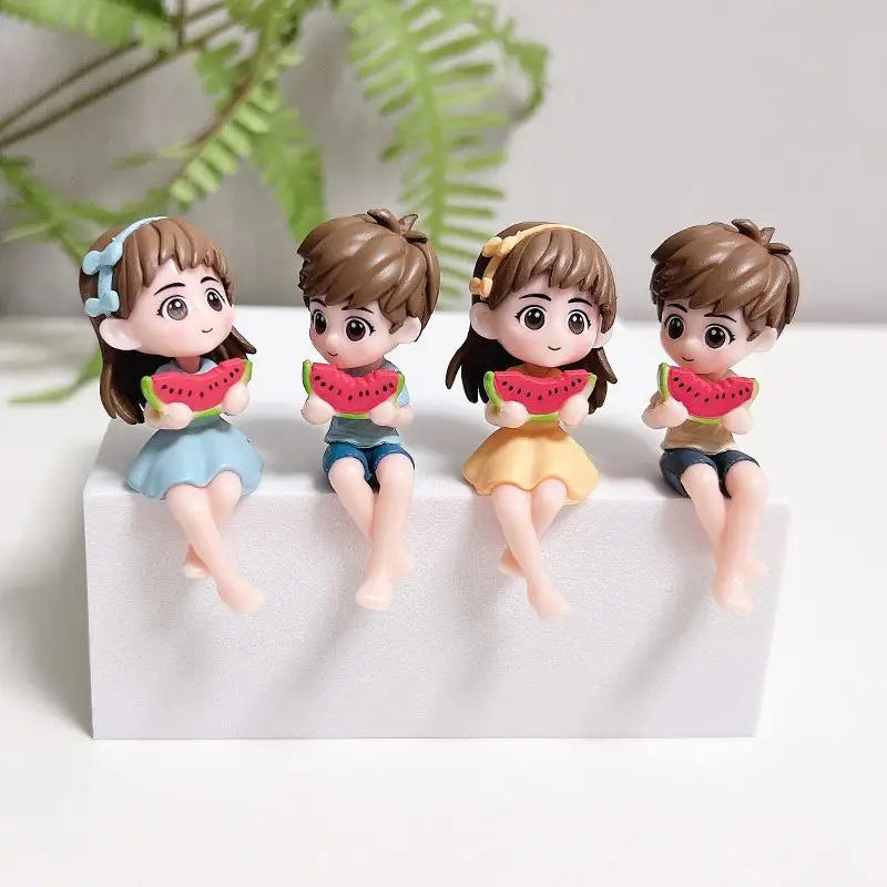 Watermelon Couple Figurines – Miniature Car & Garden Ornament Couple Figurine Set Axl