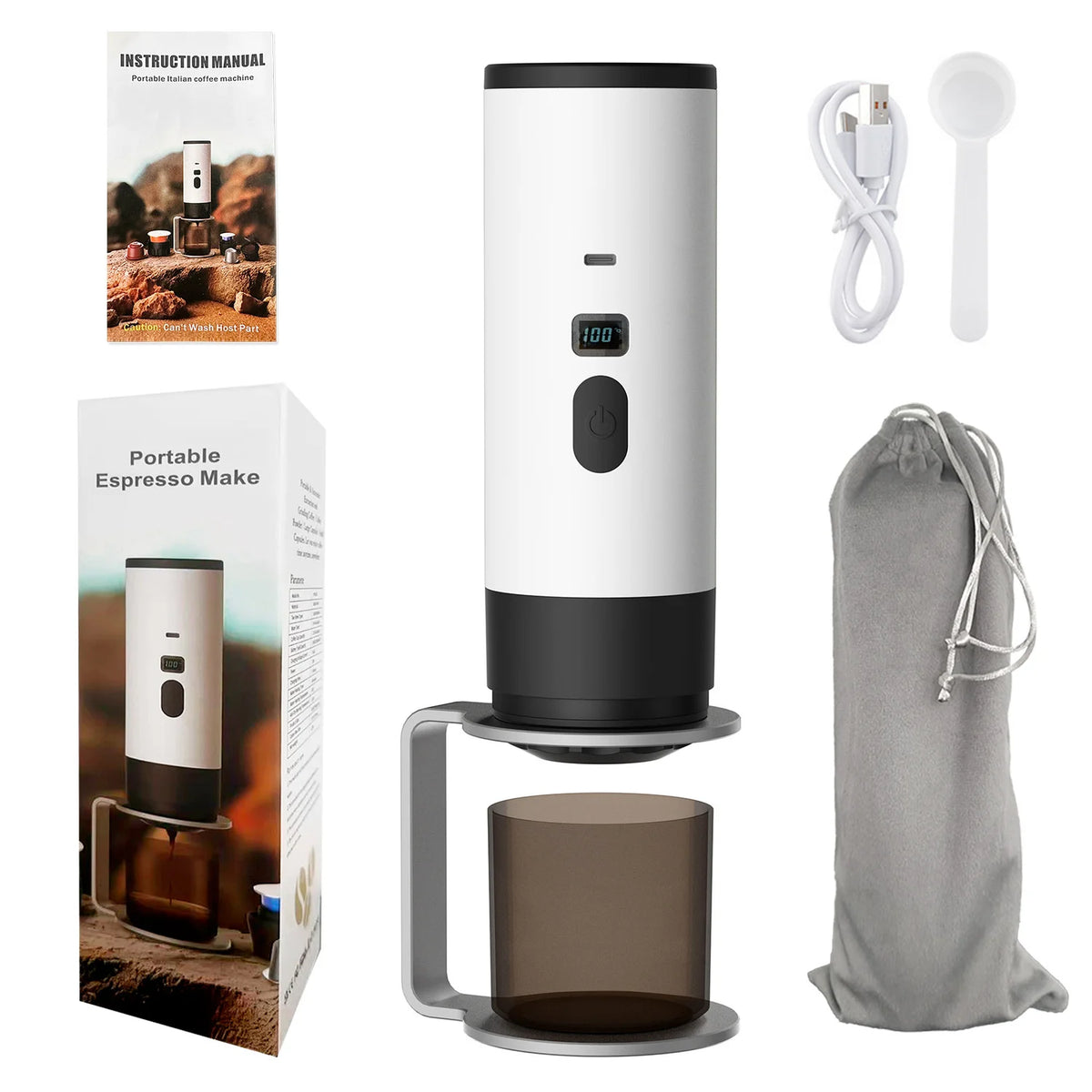 BALASHOV Wireless Portable Espresso Machine – 3-in-1 Travel Portable Espresso Machine Axl WHITE