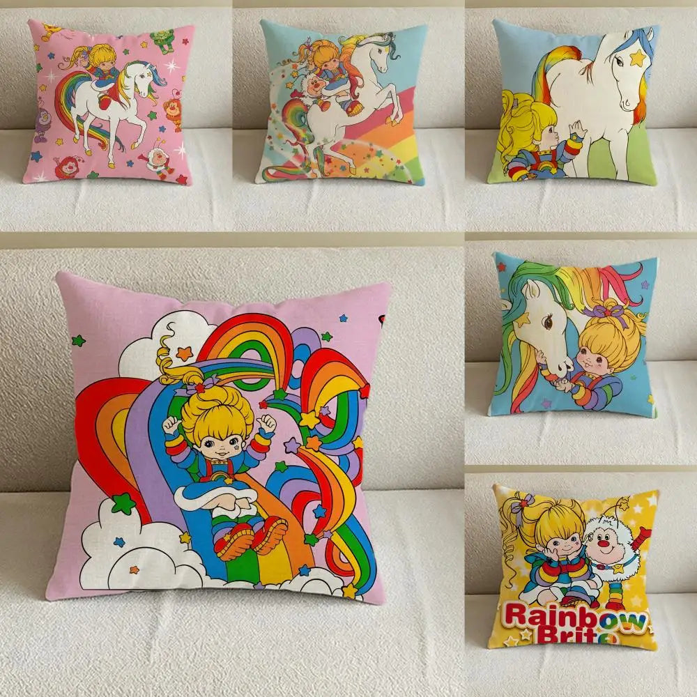 Rainbow Cartoon Linen Cushion Cover Set | Sofa & Bed Décor Linen Cushion Cover Axl