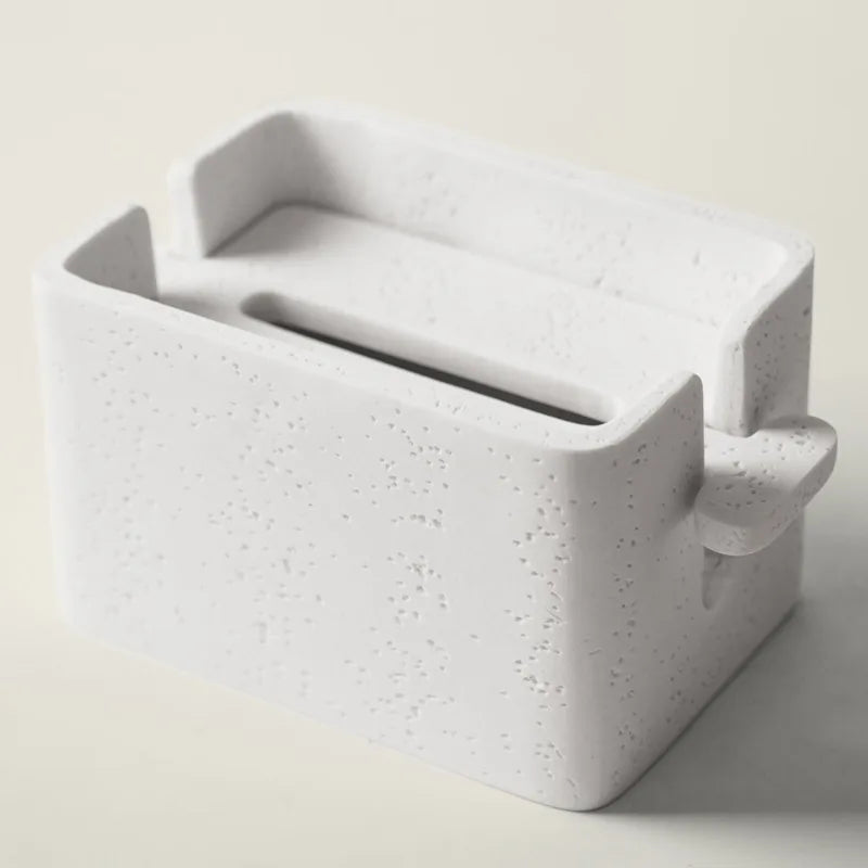 Luxury Stone Texture Tissue Box – Vintage Porcelain Napkin Case Decorative Tissue Box Axl White
