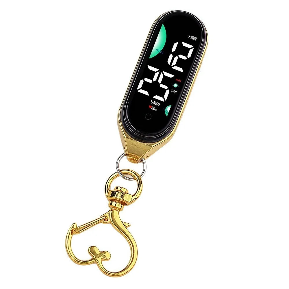 LED Digital Hanging Pocket Watch with Night Light Display Digital Pocket Watch Axl Heart-Gold