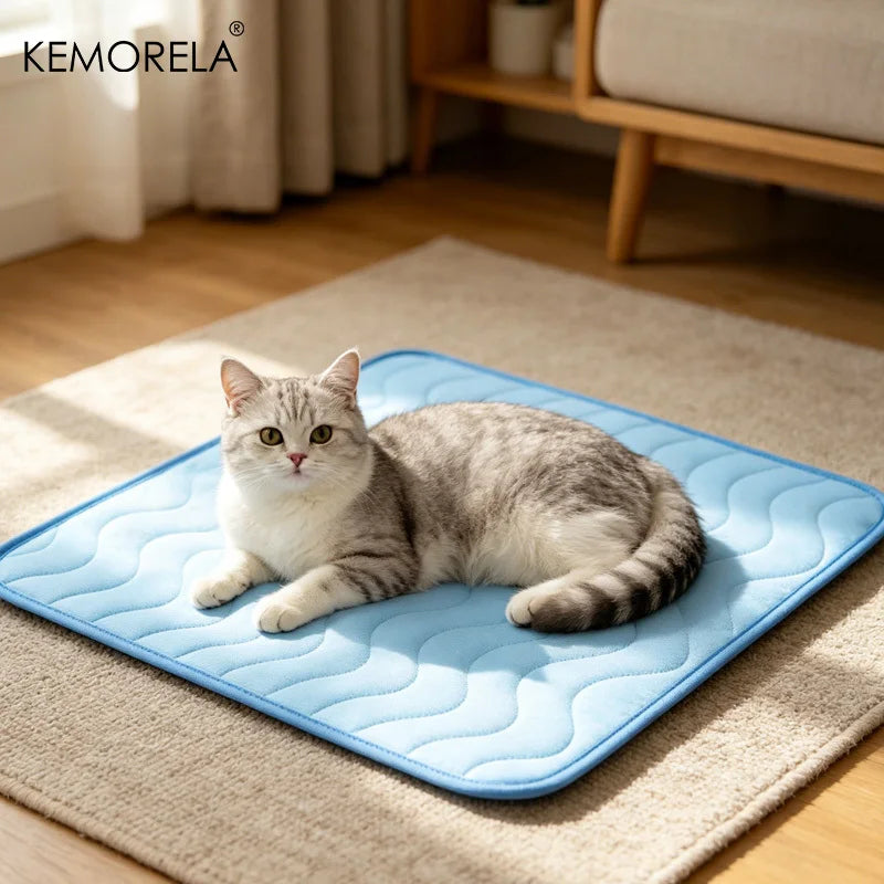 KEMORELA Cooling Pet Mat – Ice Silk Bed for Dogs & Cats Pet Cooling Mat Axl