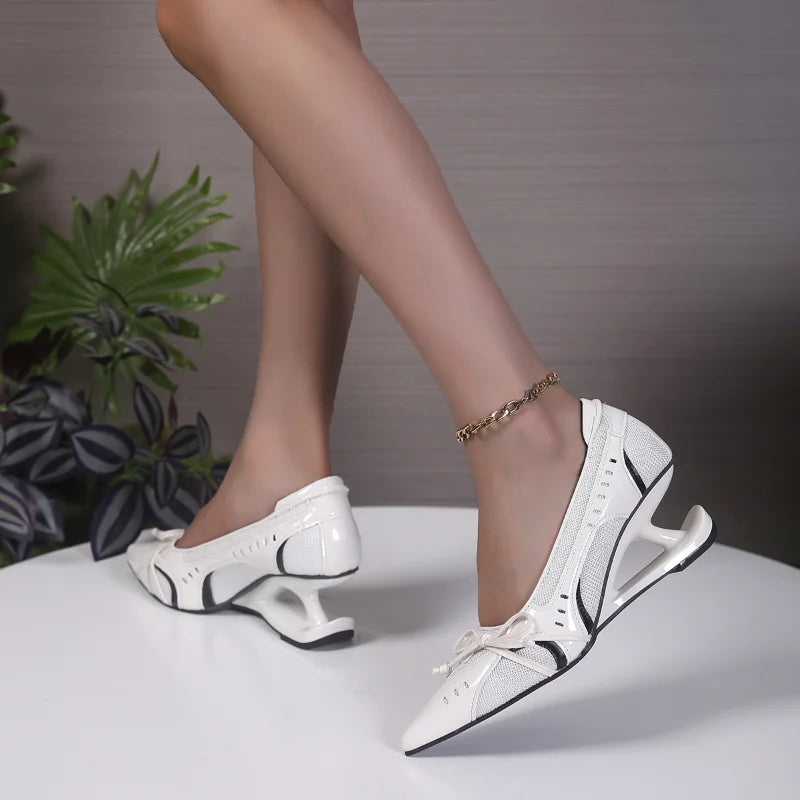 Women's Mary Jane Heels – Bow Pointed Toe Wedge Dress Pumps Mary Jane Pumps Axl