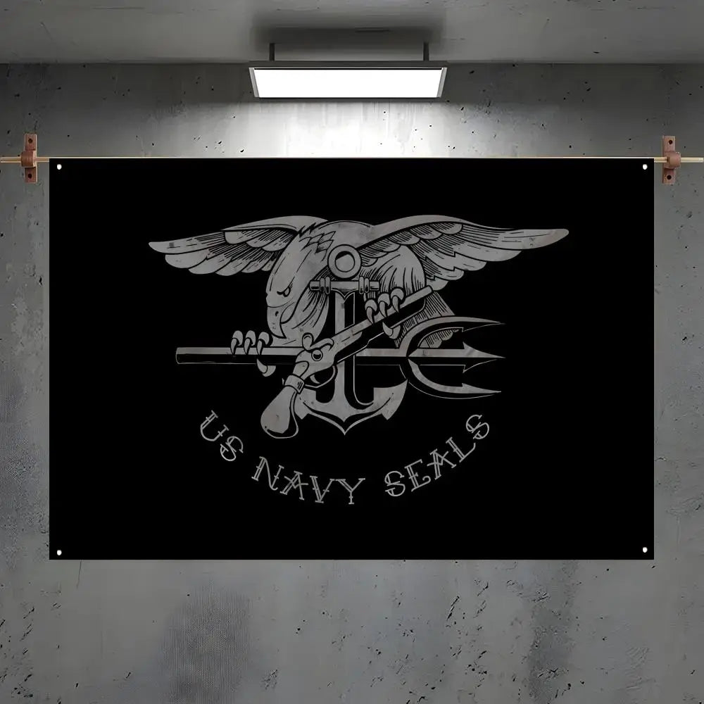 US Navy SEALs Flag – Indoor & Outdoor Wall Banner | 6 Sizes Decorative Flag Banner Axl White3 60x90cm