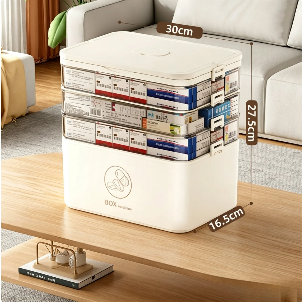 3-Tier Home Medicine Storage Box – Leak-Resistant Organizer Medicine Storage Box Axl 4-Tier Cream White As whown