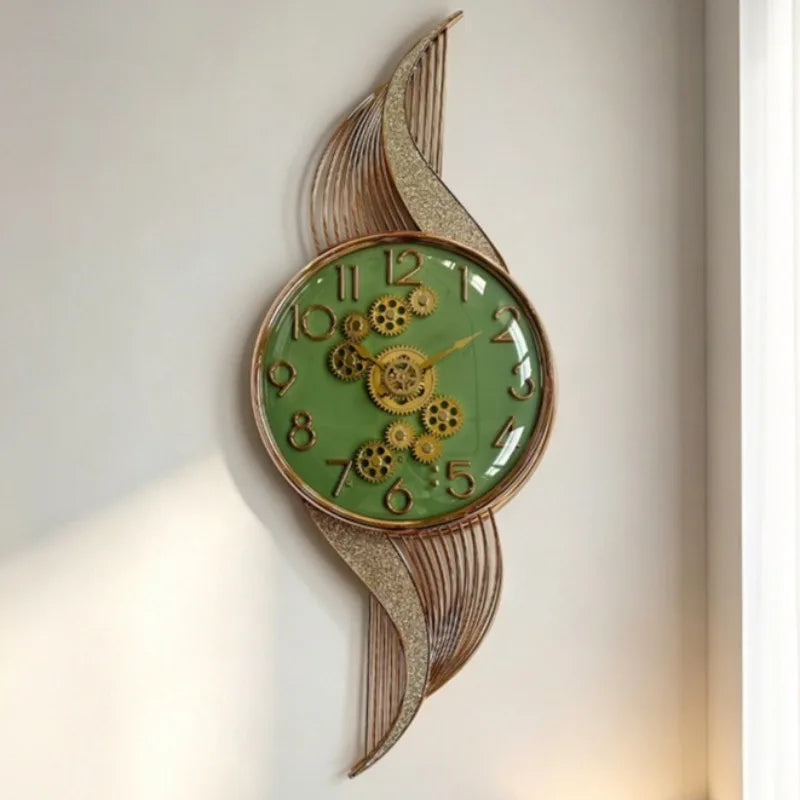 Modern Silent Large Wall Clock – Minimalist Geometric Decor Wall Clock Axl Green